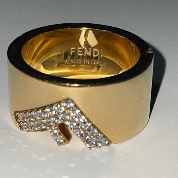 Fendi Gold Tone and Crystal Ring Size - M - Picture 5 of 5